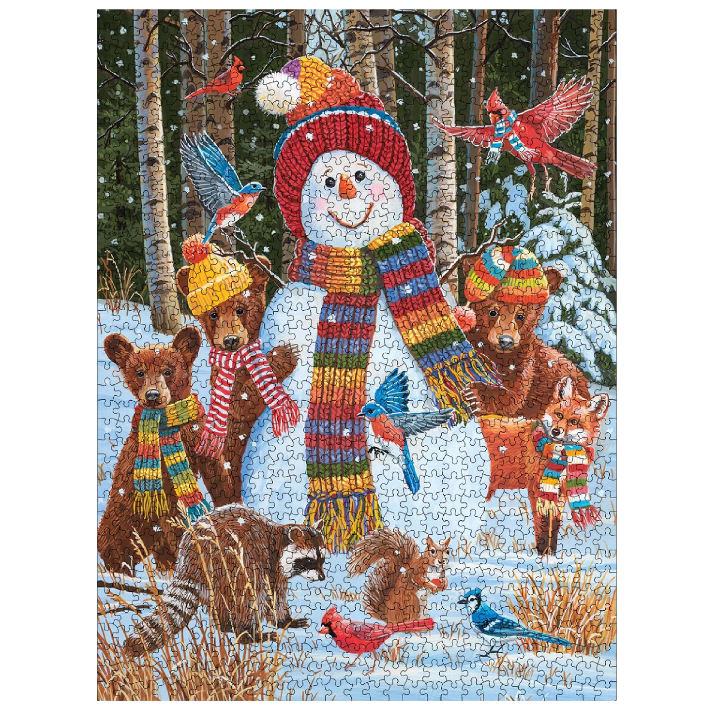 White Mountain 500 Piece Jigsaw Puzzle Winter Theme, Visiting The Snowman