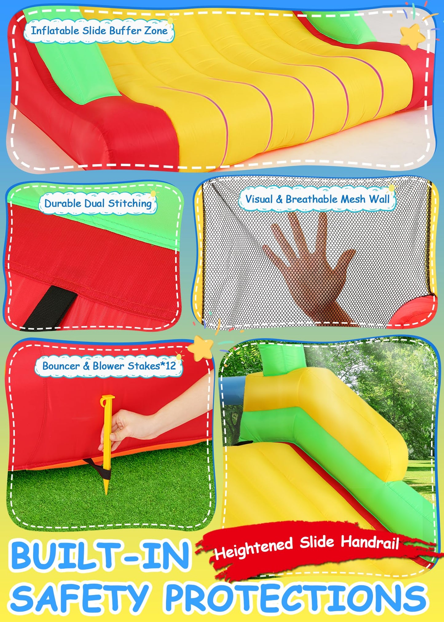 Whubefy 18x8.2FT Giant Inflatable Bounce House Obstacle Course for Big Kids 3-6 8-12 with Extra Large Slide, Racing Crawl Tunnels, Blow Up Race Track