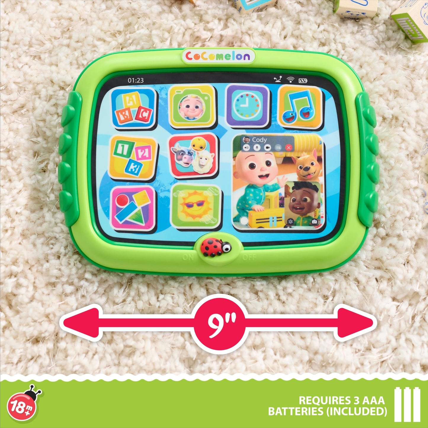 CoComelon Learning Tablet, 60+ Learning Phrases, Sing-Along to the “The Alphabet Song", Kids Toys for Ages 18 Month by Just Play