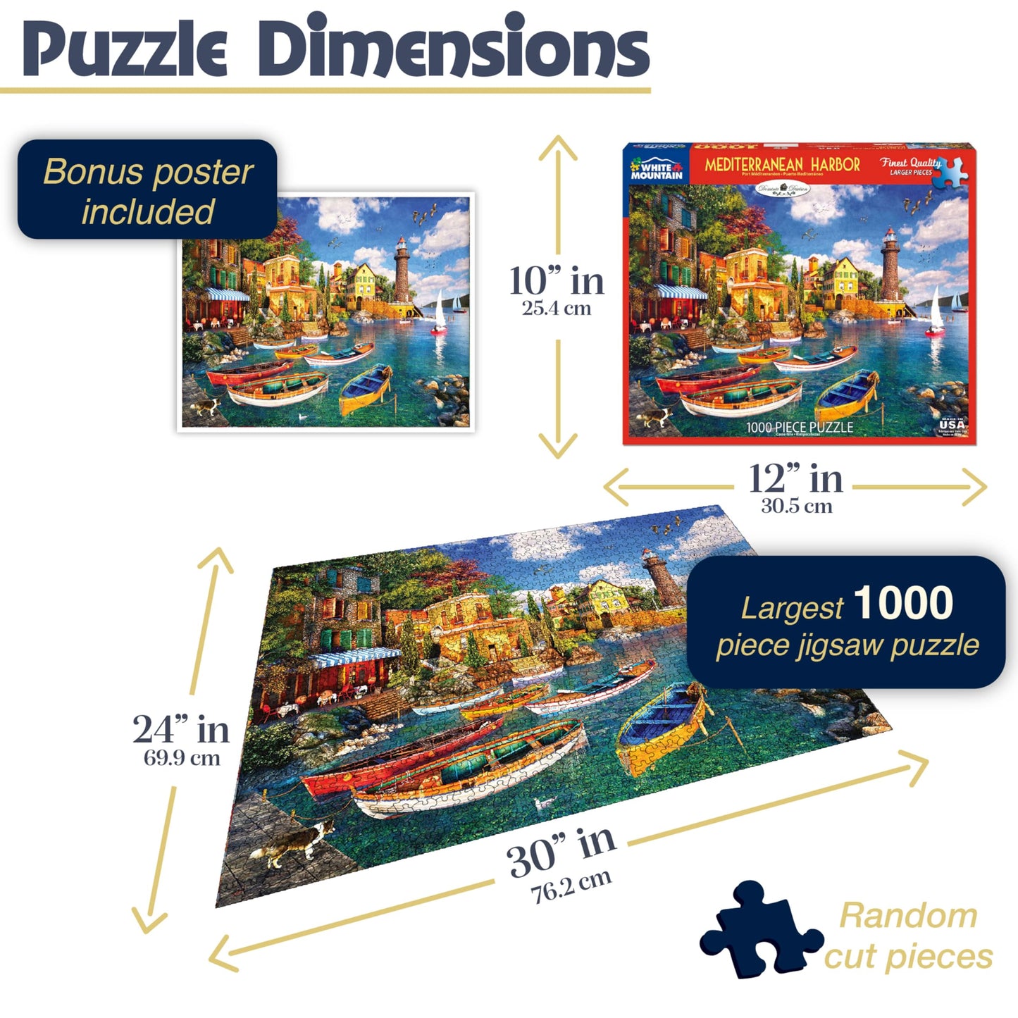 White Mountain 1000 Piece Jigsaw Puzzle, Mediterranean Harbor
