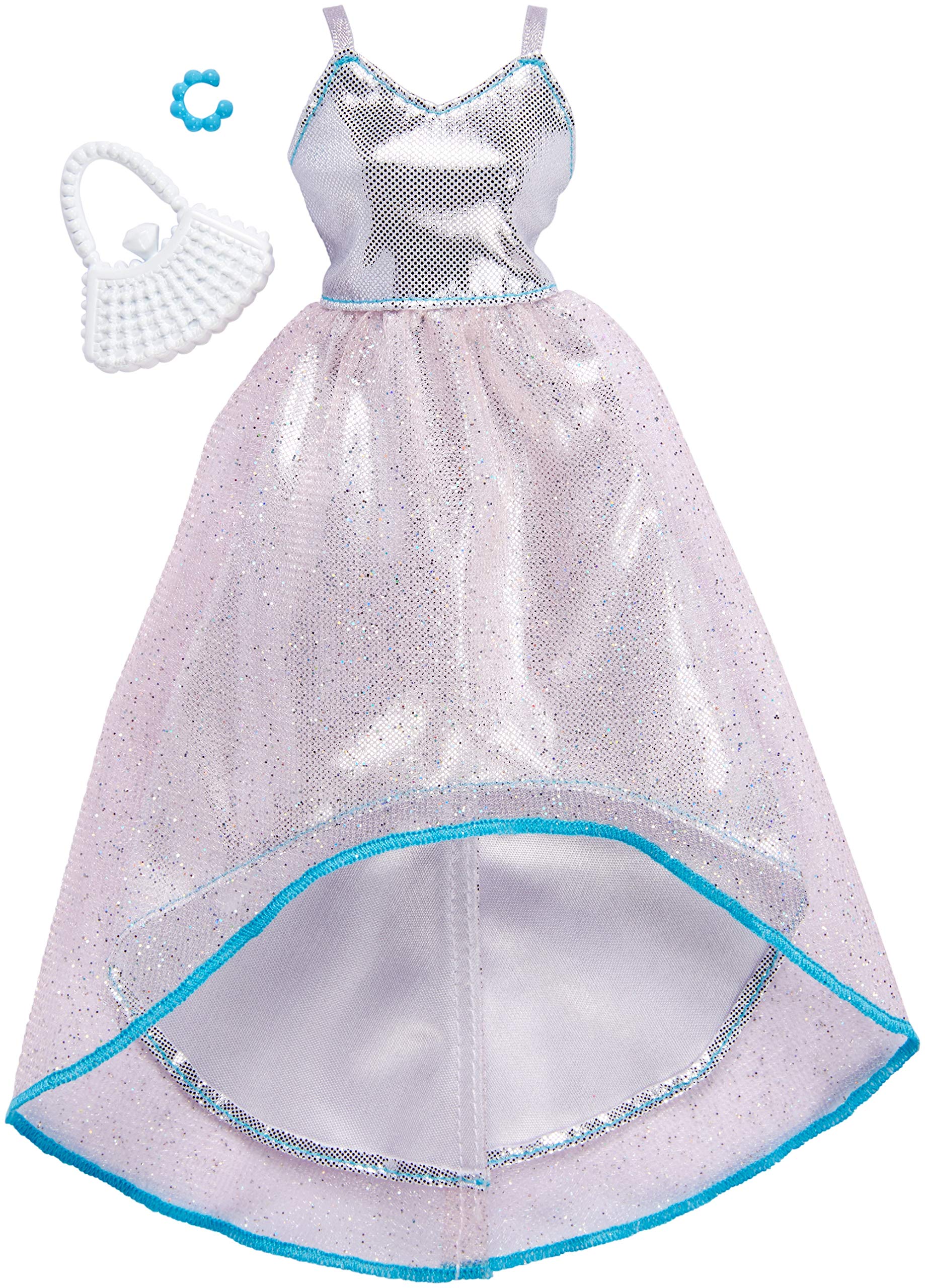 Barbie Fashions Complete Look Silver Opalescent Hi Low Gown Set