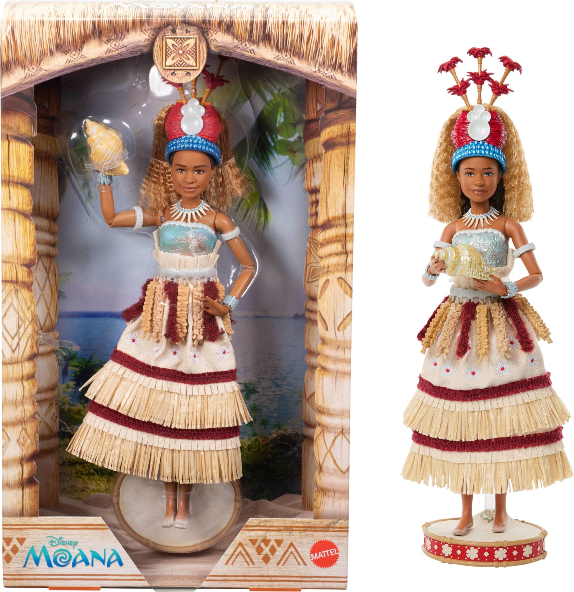 Mattel Disney Collector Moana Collectible Fashion Doll in Ceremonial Look w/Shell Accessory, for Kids & Collectors, Inspired by Live Action Movie