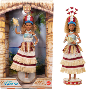 Mattel Disney Collector Moana Collectible Fashion Doll in Ceremonial Look w/Shell Accessory, for Kids & Collectors, Inspired by Live Action Movie