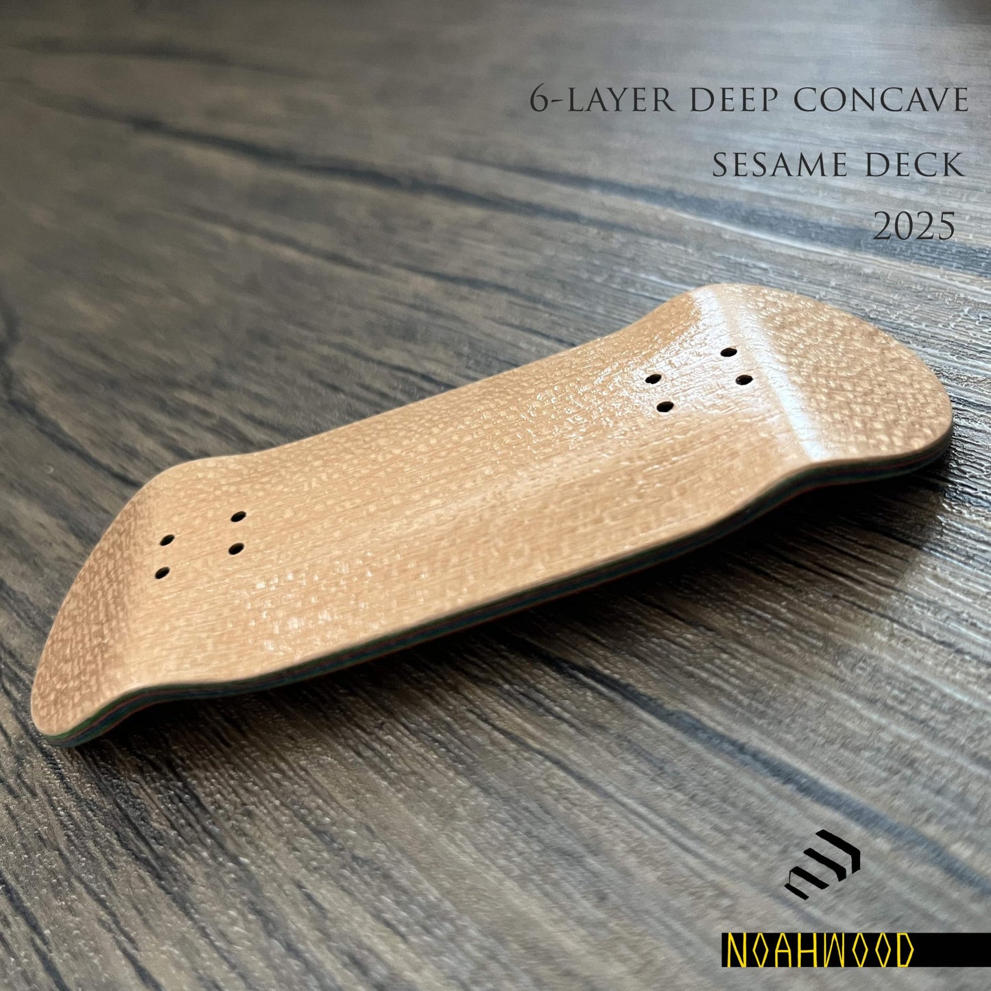NOAHWOOD 2025 16G Fingerboard Complete (6-Layer Colour Maple Wooden Pro Deep Concave 35 x 97mm Handmade Deck + 34mm Noah ii Truck + Beige Wheels ii)