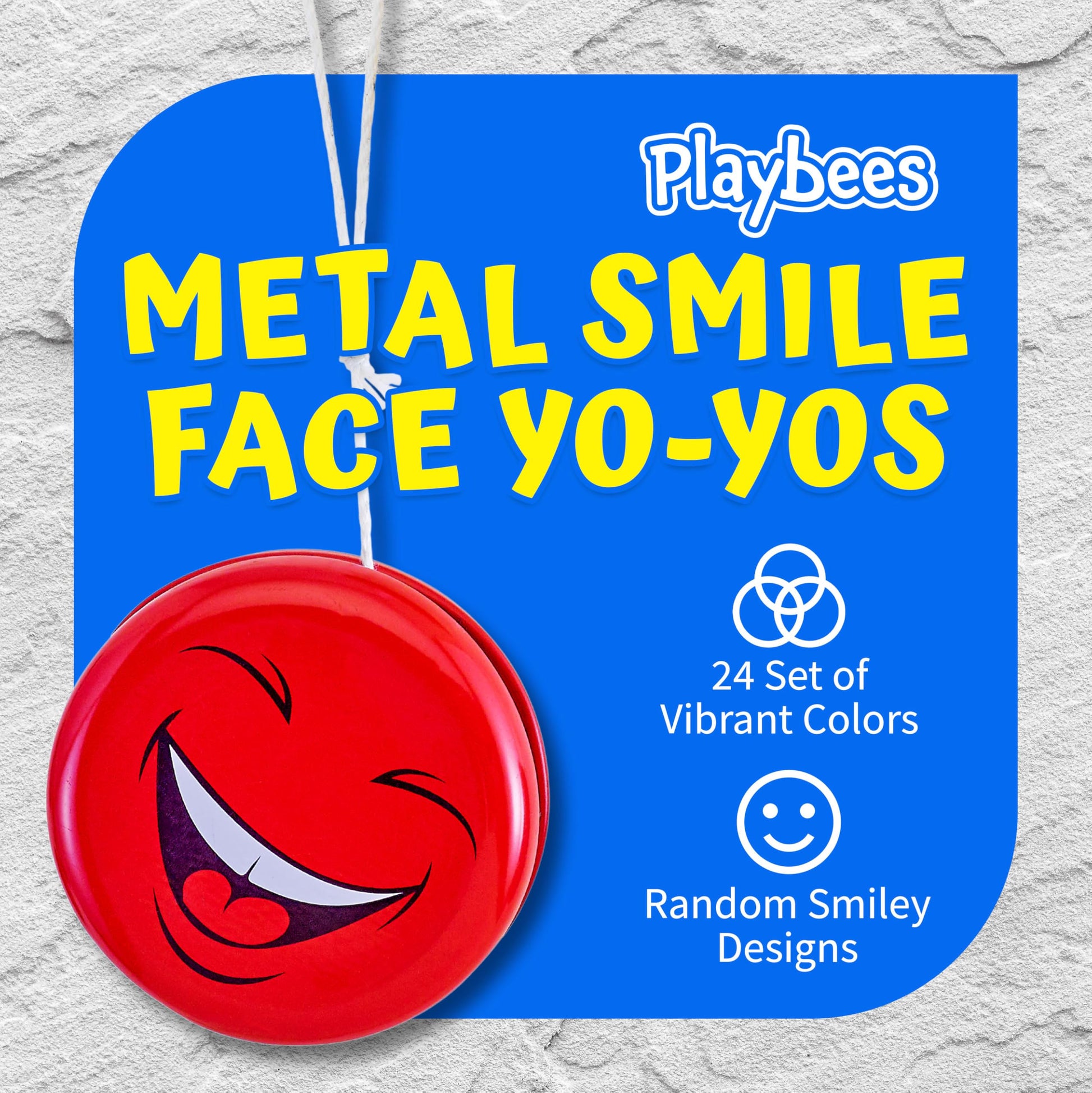 Metal Smiley Face Yo-Yo for Kids 8-12, 12 Pack Bulk Metal YoYos - 2 Inch Smiley Face Party Favors, Classroom Prizes, Goodie Bag Stuffers, Birthday