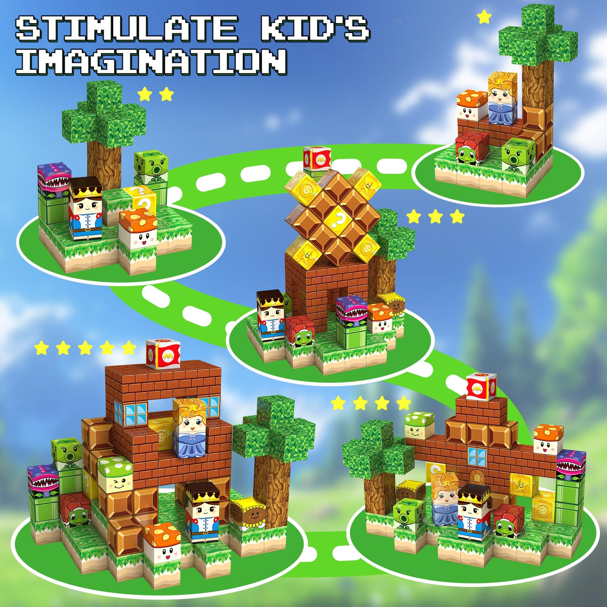 Inknows Magnetic Building Blocks for Kids Ages 4-8, Magnet Cubes Blocks for Boys & Girls, STEM Building Game Sensory Outdoor Toys Christmas Birthday