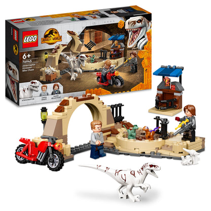 LEGO 76945 Jurassic World Atrociraptor: Motorcycle Chase, Set of 3 Dinosaur Figures and Toy Motorcycle for Children from 6 Years