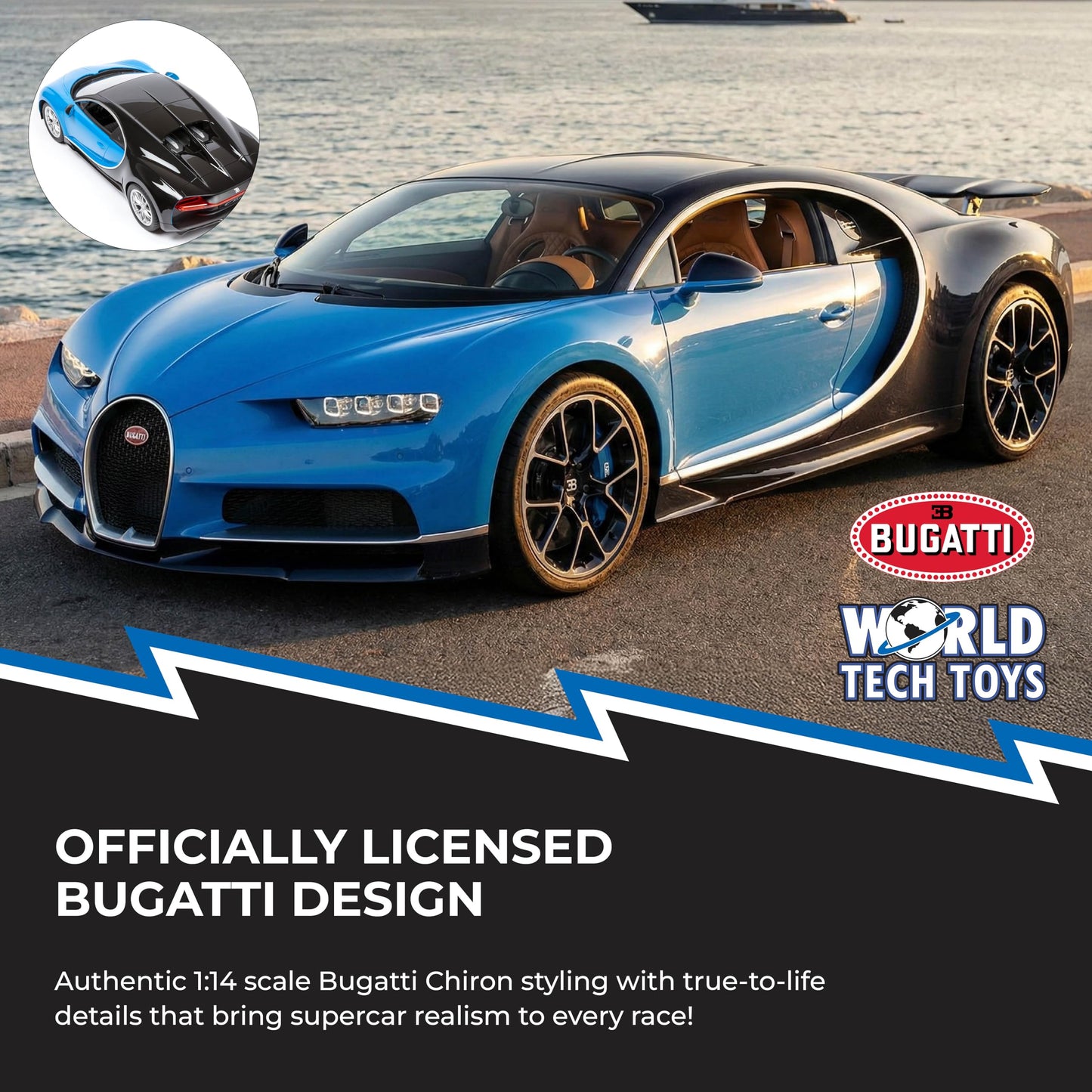 Bugatti Chiron 1:14 Electric RC Car, Full-Function 2.4GHz, Detailed Design