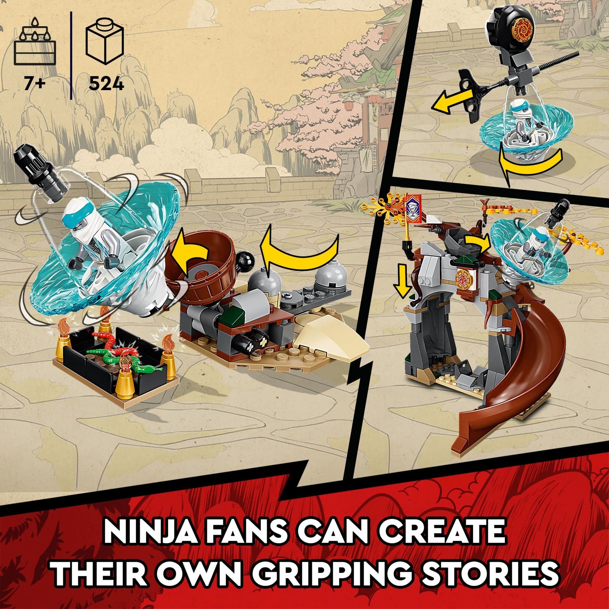 LEGO NINJAGO Ninja Training Center 71764 Building Kit Featuring NINJAGO Zane and Jay, a Snake Figure and a Spinning Toy; Construction Toys for Kids