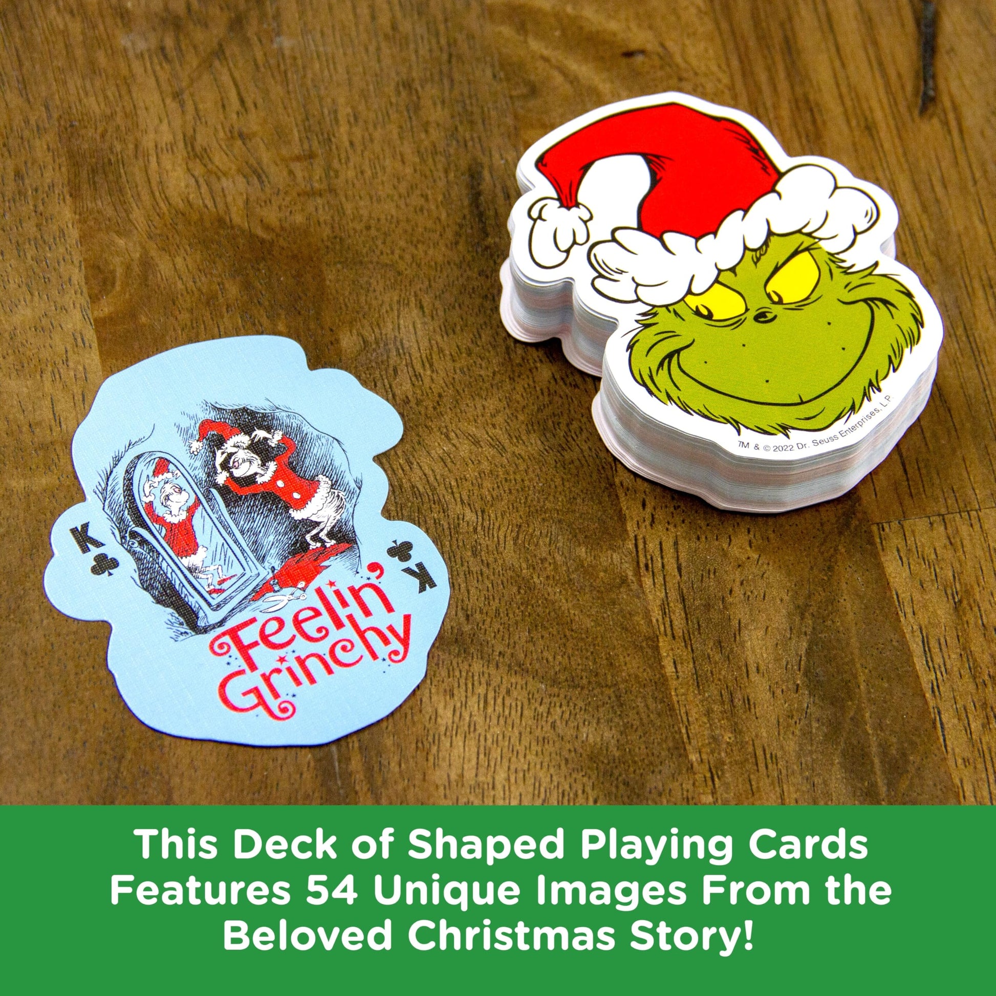 Aquarius Grinch Shaped Playing Cards - Grinch Themed Deck of Cards for Your Favorite Card Games - Officially Licensed Grinch Merchandise