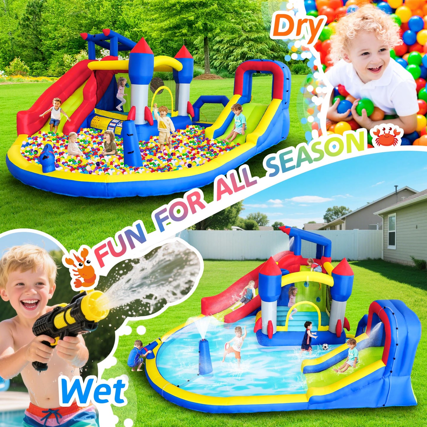 Bestsun Inflatable Bounce House Water Slide for Kids
