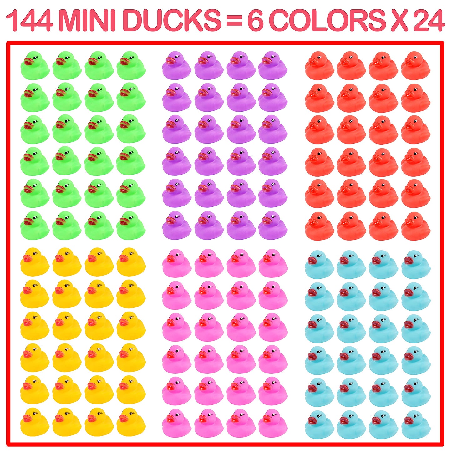 144-Pack Mini Rubber Ducks Set, Mini Colorful Rubber Duckies Bath Toy for Child,Float & Squeak Tiny Ducks Pool Toy Set for Kids Party Favors,Birthday