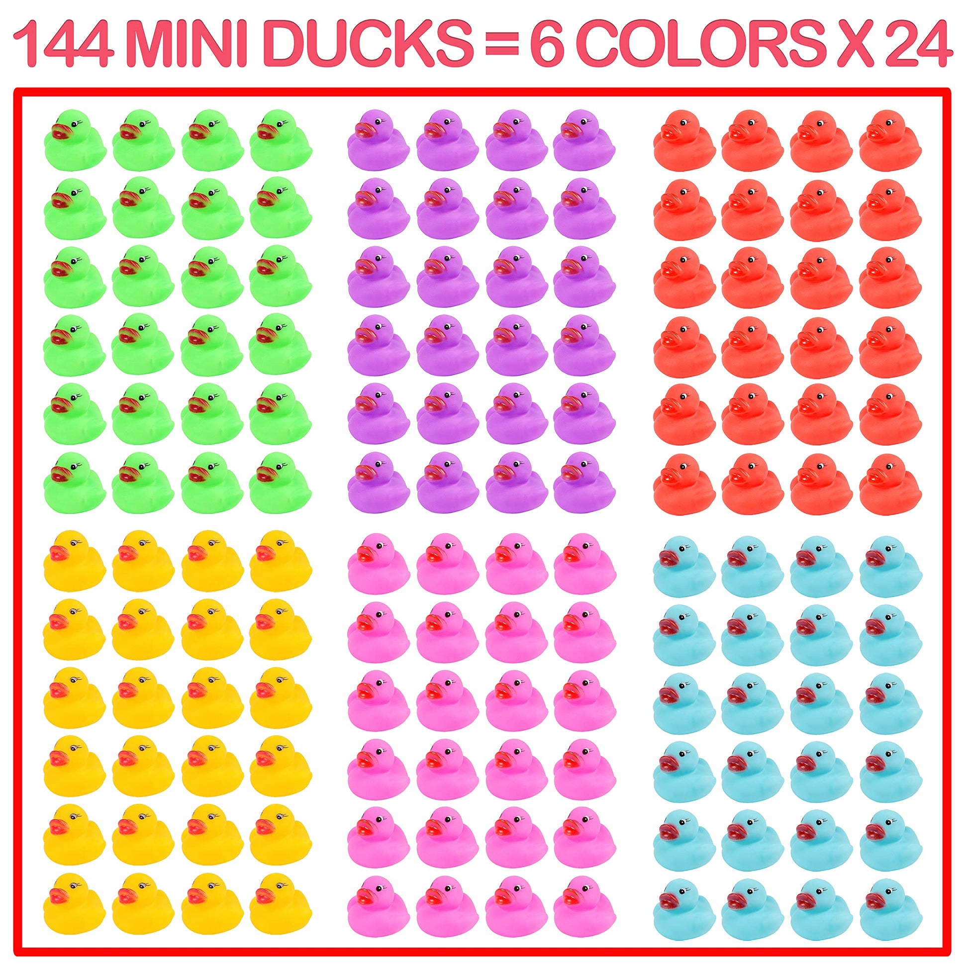 144-Pack Mini Rubber Ducks Set, Mini Colorful Rubber Duckies Bath Toy for Child,Float & Squeak Tiny Ducks Pool Toy Set for Kids Party Favors,Birthday