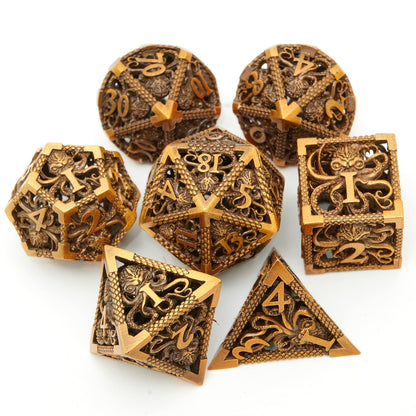 Dungeons and Dragons Dice DND Dice Set D and D dice Set D20 MTG Metal Dice Set Hollow Polyhedral Dice Role Playing Dice with Octopus Motifs