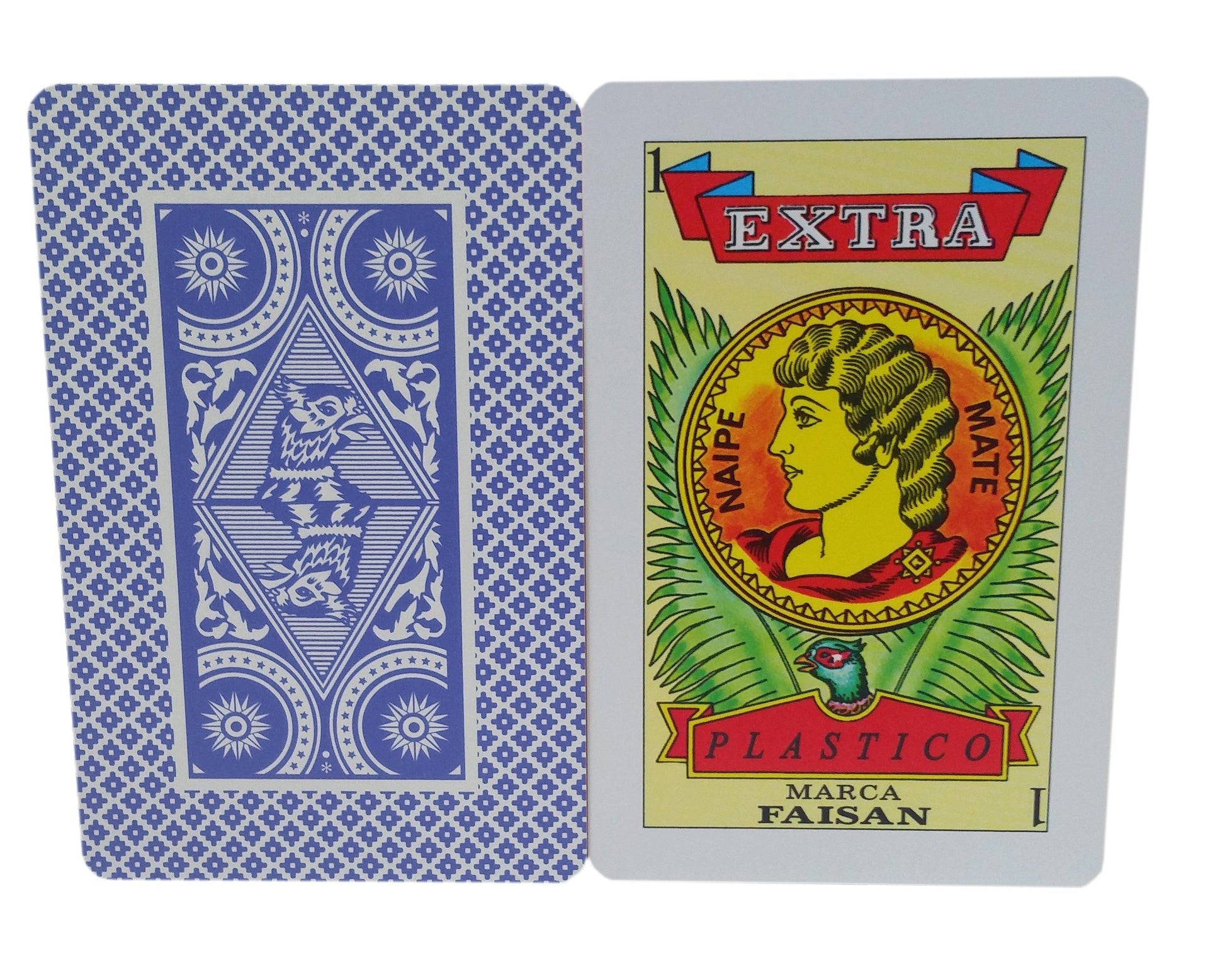 Mexican Playing Cards Naipe Spanish Style Faisan Extra Blue Color, Color Azul