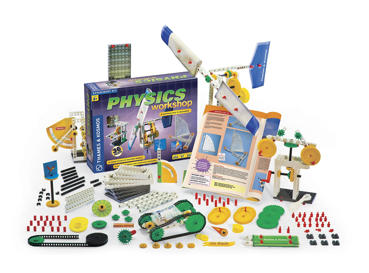 Thames & Kosmos Physics Workshop STEM Science Kit - 38 Builds, 37 Experiments, 305 Pieces, Ages 8+, Gravity, Simple Machines, Gears, Pendulum
