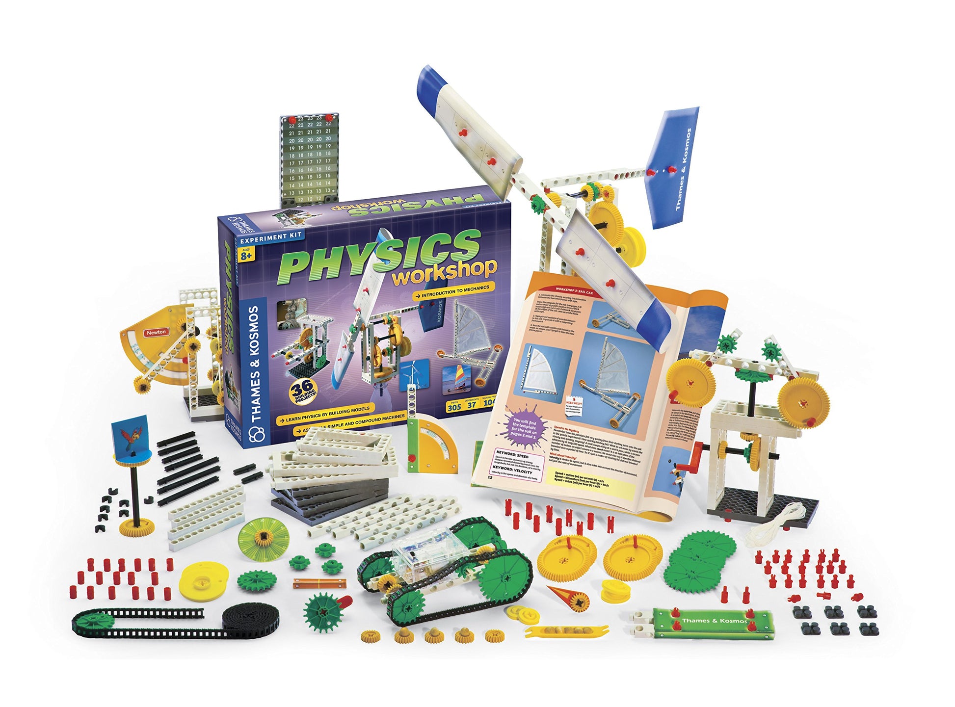 Thames & Kosmos Physics Workshop STEM Science Kit - 38 Builds, 37 Experiments, 305 Pieces, Ages 8+, Gravity, Simple Machines, Gears, Pendulum