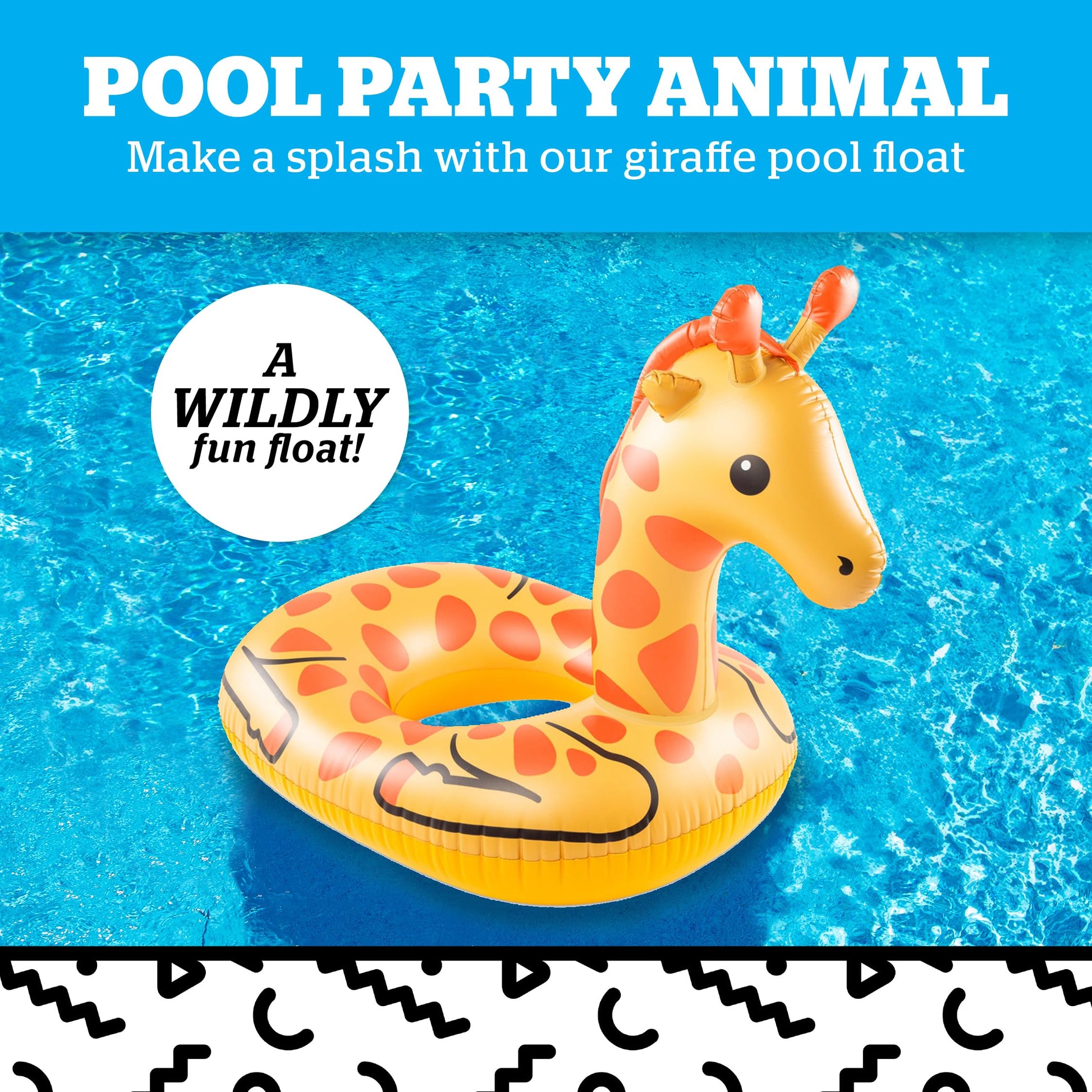 BigMouth Giant Animal Pool Float, Inflatable Floatie Tube, Blow Up Swim Ring, Outdoor Summer Pool Party Water Toy - Giraffe