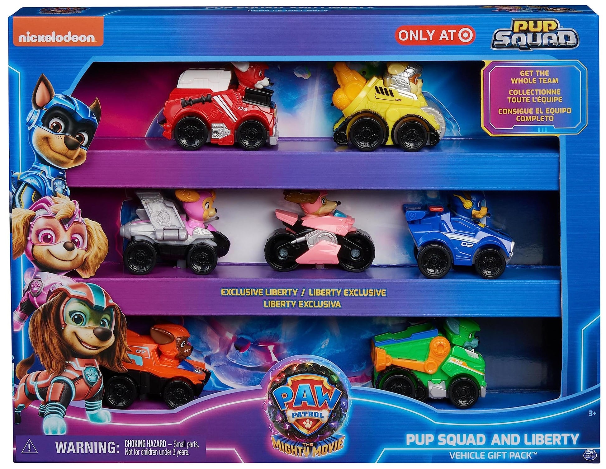 Paw Patrol - Super Patrol The Movie - Set of 7 Racers PUP Squad Toy - Car Figure to Collect Toy for Children 3 Years and Above
