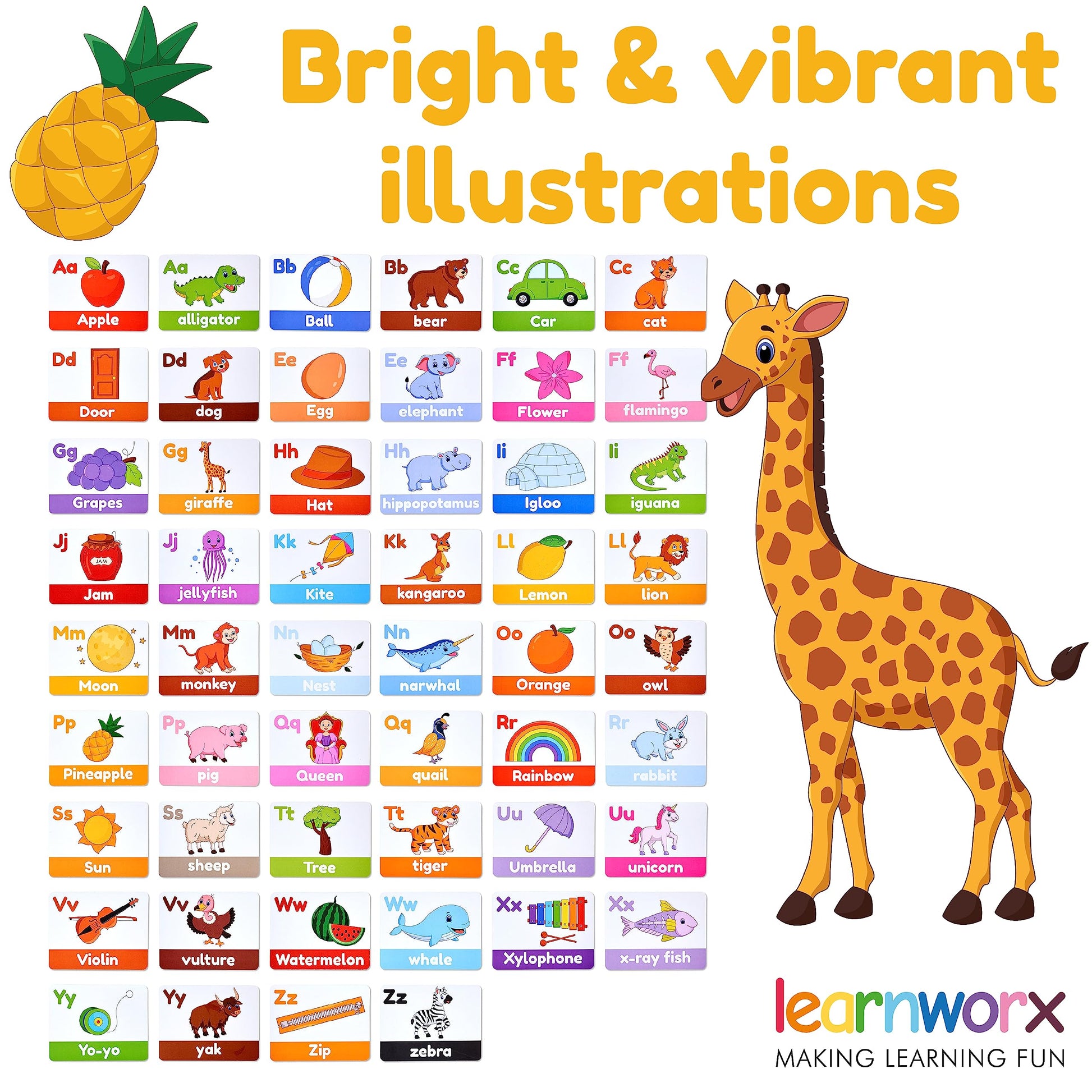 Alphabet Flash Cards for Toddlers | Award-Winning | 52 ABC Flashcards for Baby & Kids|ABC Cards Kindergarten | Large Upper and Lower Case | Large A-Z