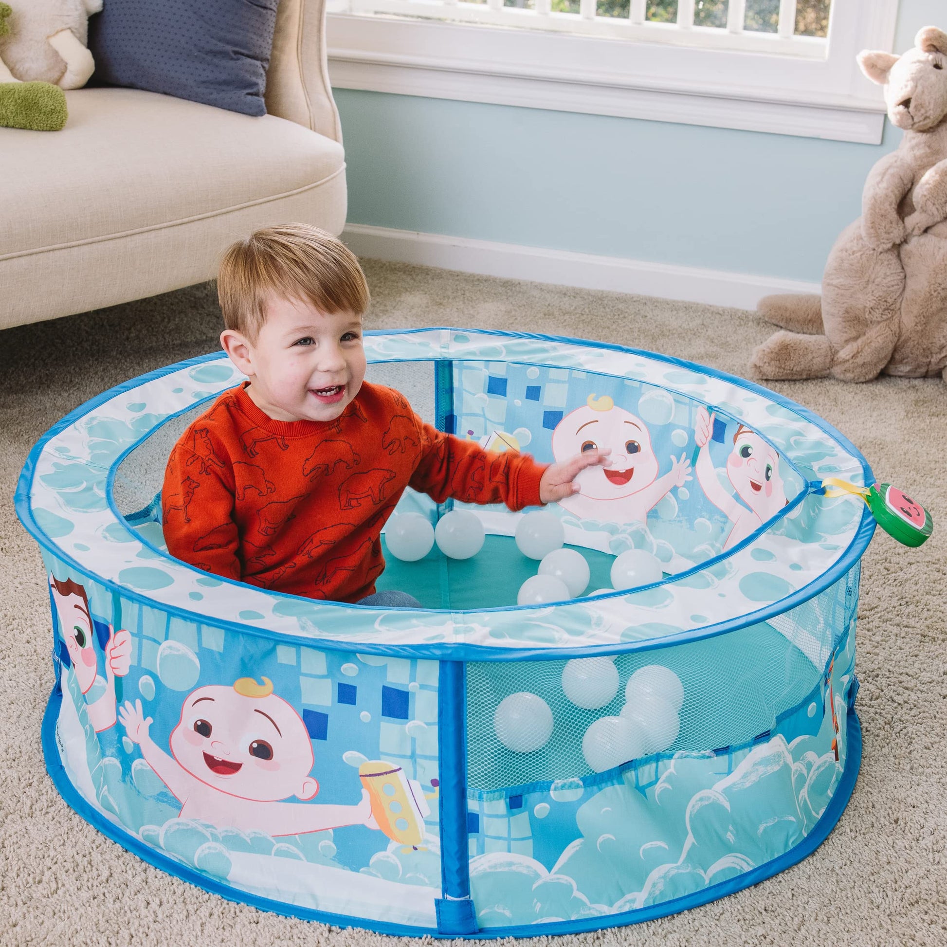 CoComelon Bath Time Sing Along Play Center - Ball Pit Tent with 20 Bonus Play Balls and Music - Sunny Days Entertainment
