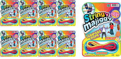 2CHILL Chinese Jump Rope (8 Packs) Elastic Skipping Rope Game for Kids & Adults | Colorful Stretchy Jump Rope for Kids, Girls and Boys. Party Favor