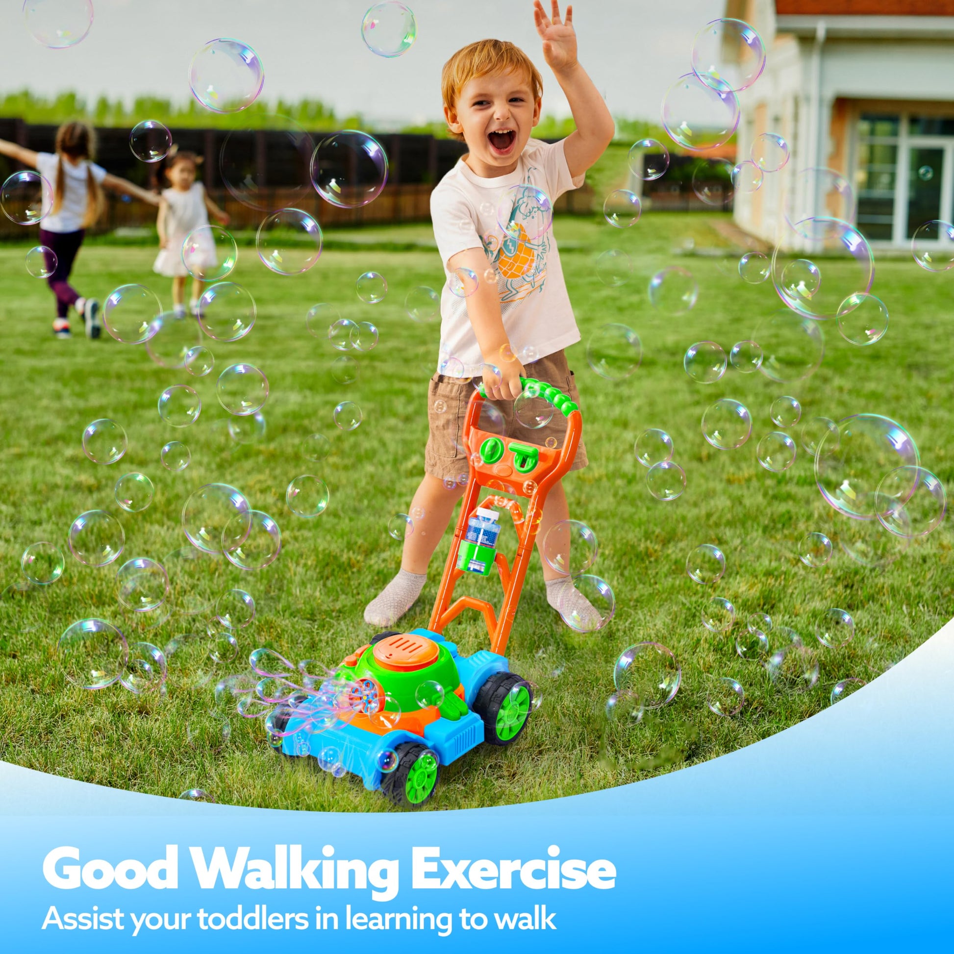 SLOOSH Spill-Proof Bubble Lawn Mower Toddler Toys Bubble Machine