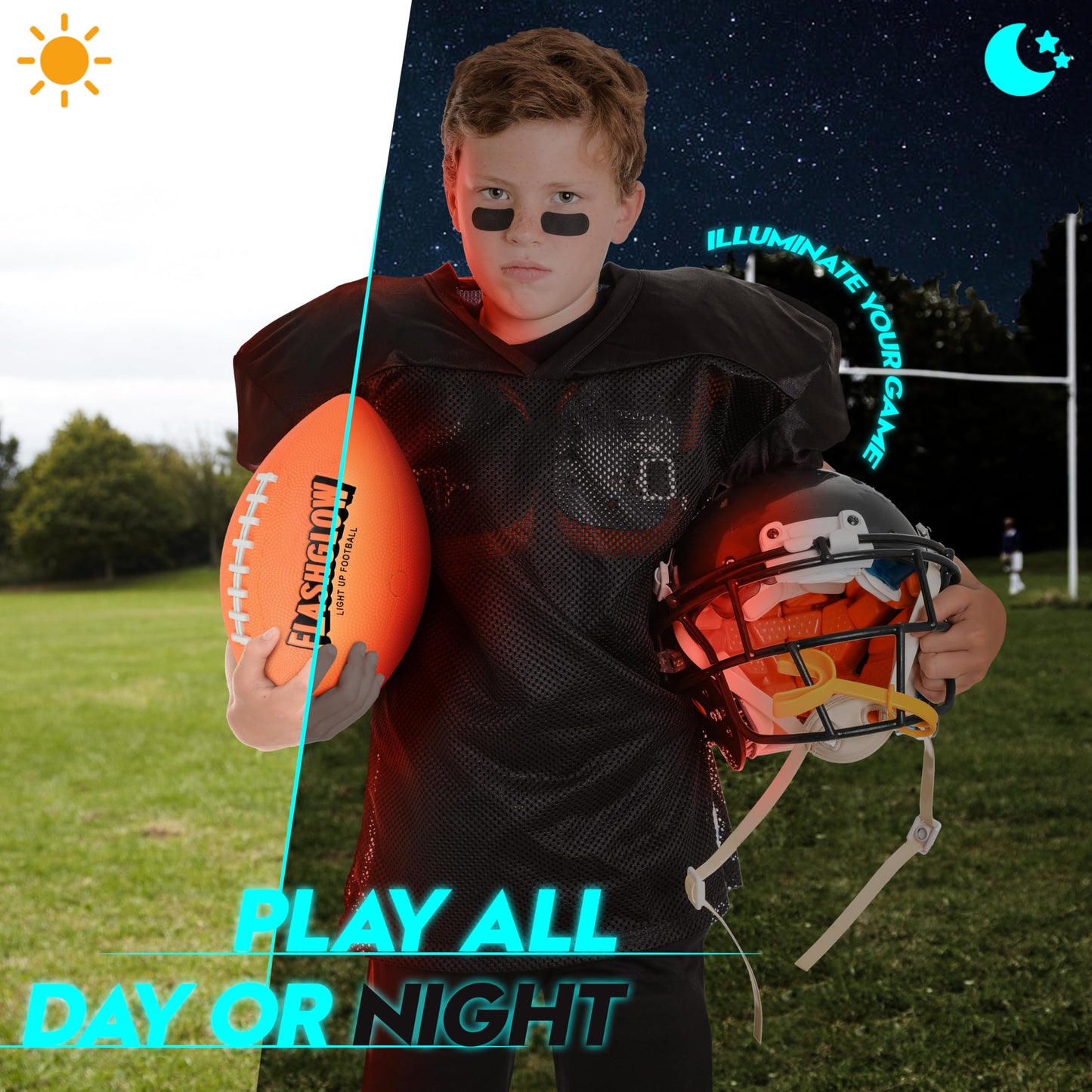 Light Up Football for Boys: Glow in The Dark - Toys for Kids Teen Boys Ages 8-15 - Birthday Christmas Easter Gift Ideas - Outdoor Sports Activity