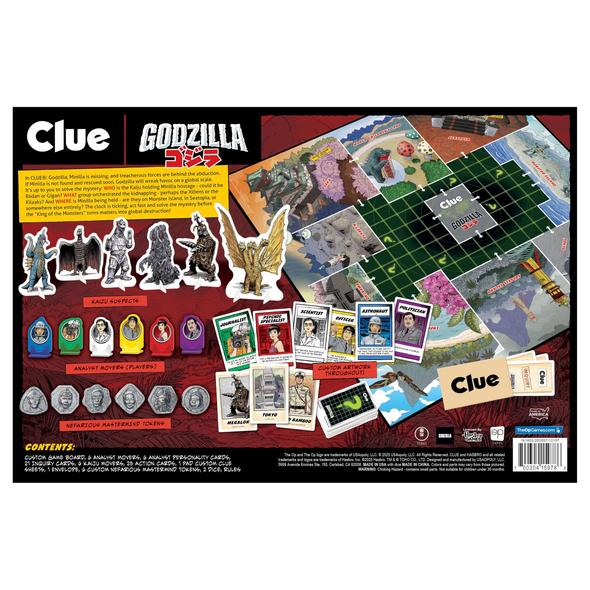 CLUE: Godzilla Board Game, Solve Who Kidnapped Minilla, Identify Which Kaiju & Villain Group are Behind It, Explore Iconic Like Monster Island