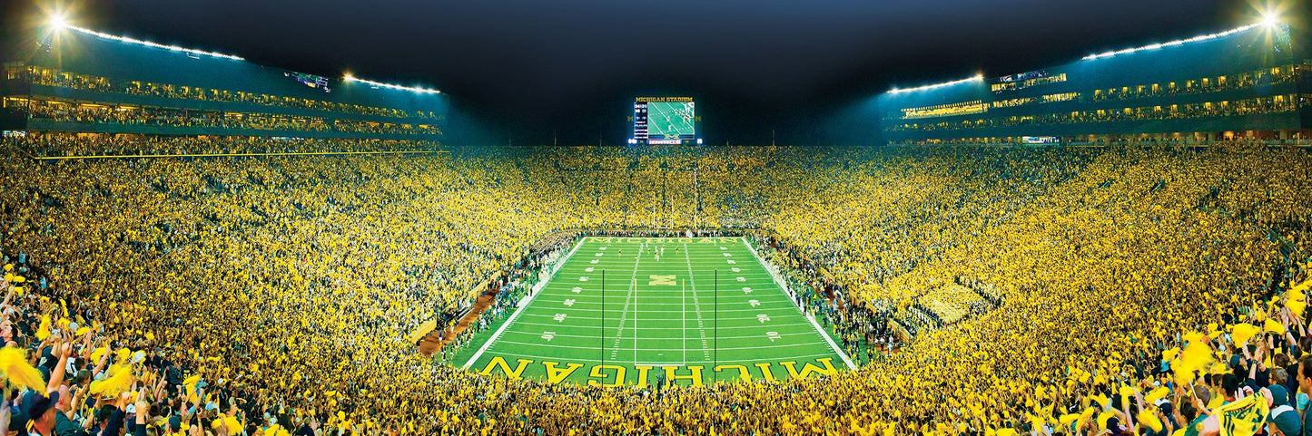 MasterPieces - 1000 Piece Jigsaw Puzzle, NCAA Michigan Wolverines, Panoramic Football Stadium View, Fun for Adults and Family, 13"x39"