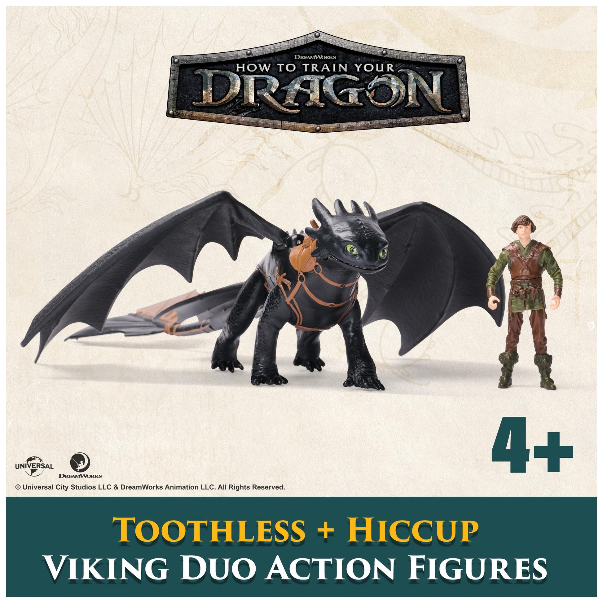 DreamWorks Dragons Toothless & Hiccup Action Figures Viking Rider Duo
