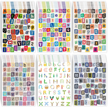 48 Sheets Magazine Letter Stickers, 3184 PCS Ransom Letter Stickers Vintage Alphabet Number Sticker for Journaling, Self Adhesive Small Vinyl Letter