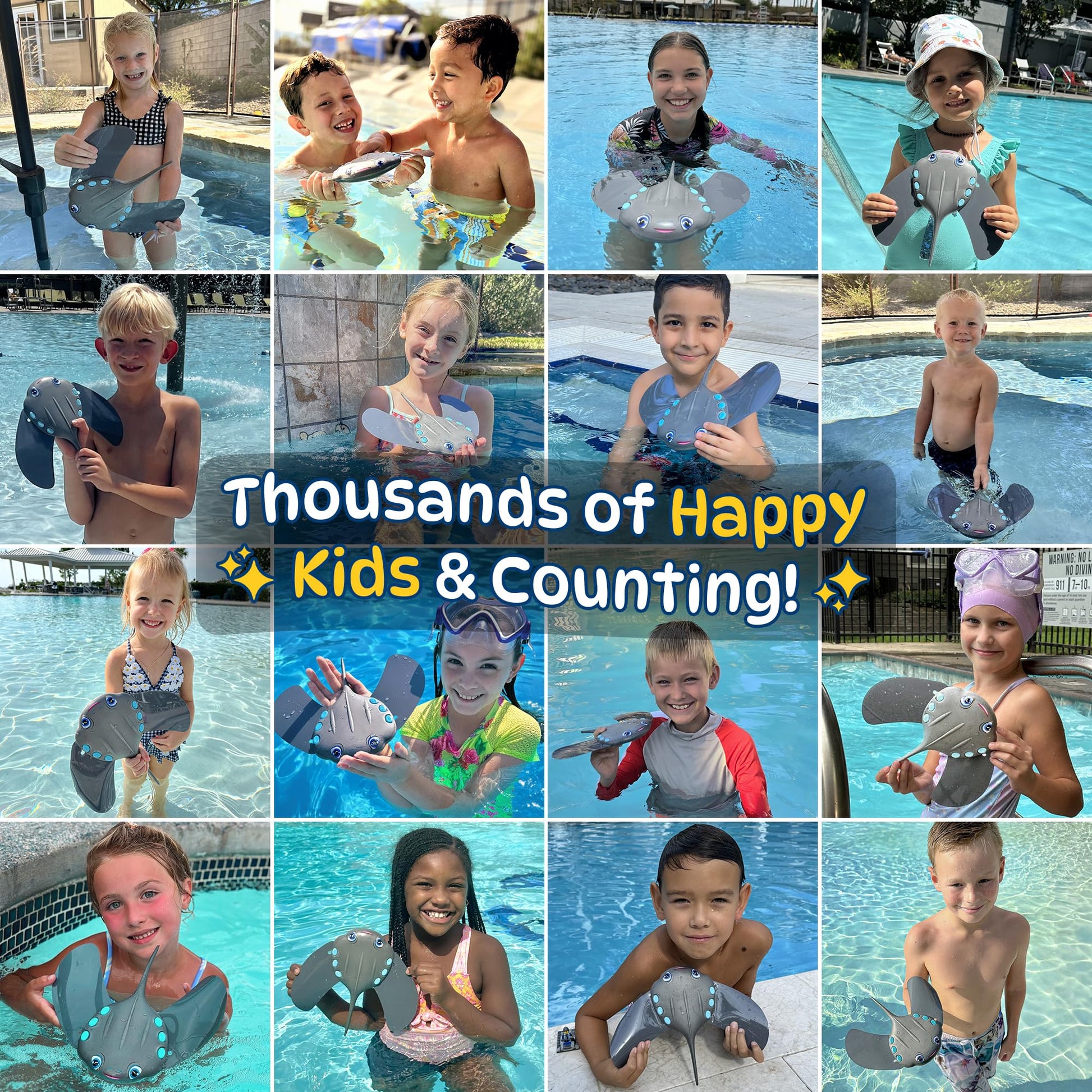 Swimming Pool Toys for Kids: Stingray Pool Torpedo Swim Toy - Self Propelled Water Toy Glides Underwater - Best Water Games & Outdoor Gifts for Boys