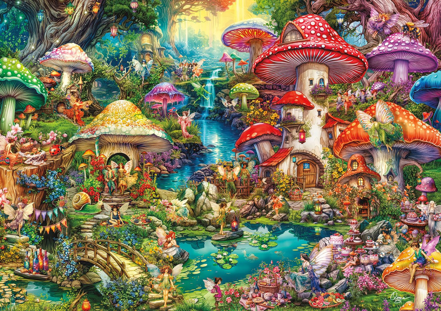 Buffalo Games - Merry Mushroom Village Picnic - 500 Piece Jigsaw Puzzle