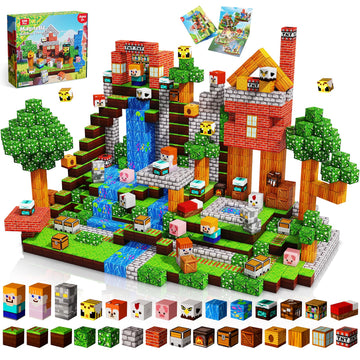 Goody King 200 PCS Magnetic Blocks - Forest Magnetic Building Blocks, Stacking Magnets for Kids, Strong Magnets, Sensory Toy for STEM Learning Toys