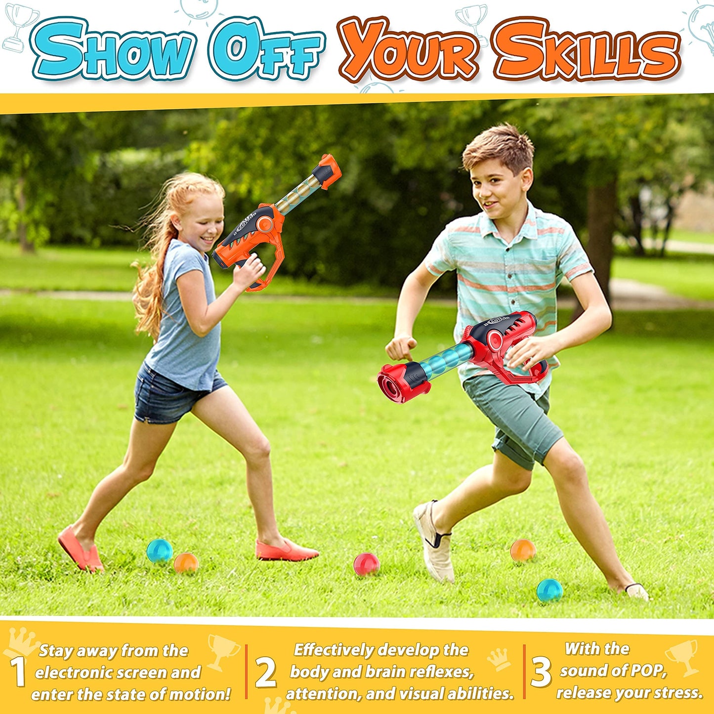 Shooting Game Toy for Age 6, 7, 8, 9, 10+ Years Old Kids, Girls, Boys - Foam Ball Popper Air Guns Toy & 36 Foam Bullet Balls, Sniper Kids Gun Toy