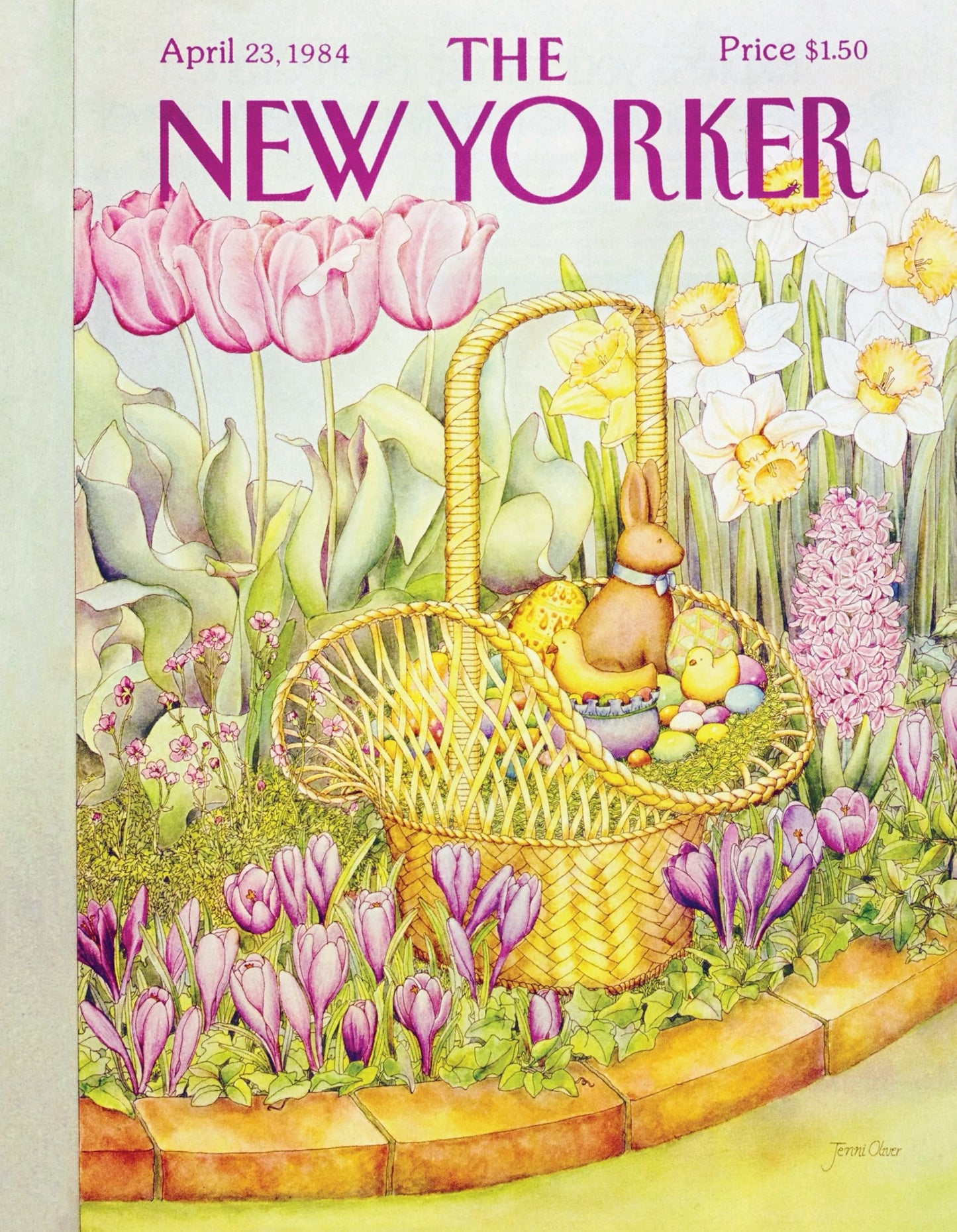 New York Puzzle Company - New Yorker Easter Basket Mini - 100 Vintage Easter Piece Jigsaw Puzzle by Jenni Oliver