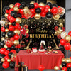 Red Birthday Party Decorations for Women,Balloon Aich kit,Black Gold Confetti Balloons,Happy Birthday Backdrop