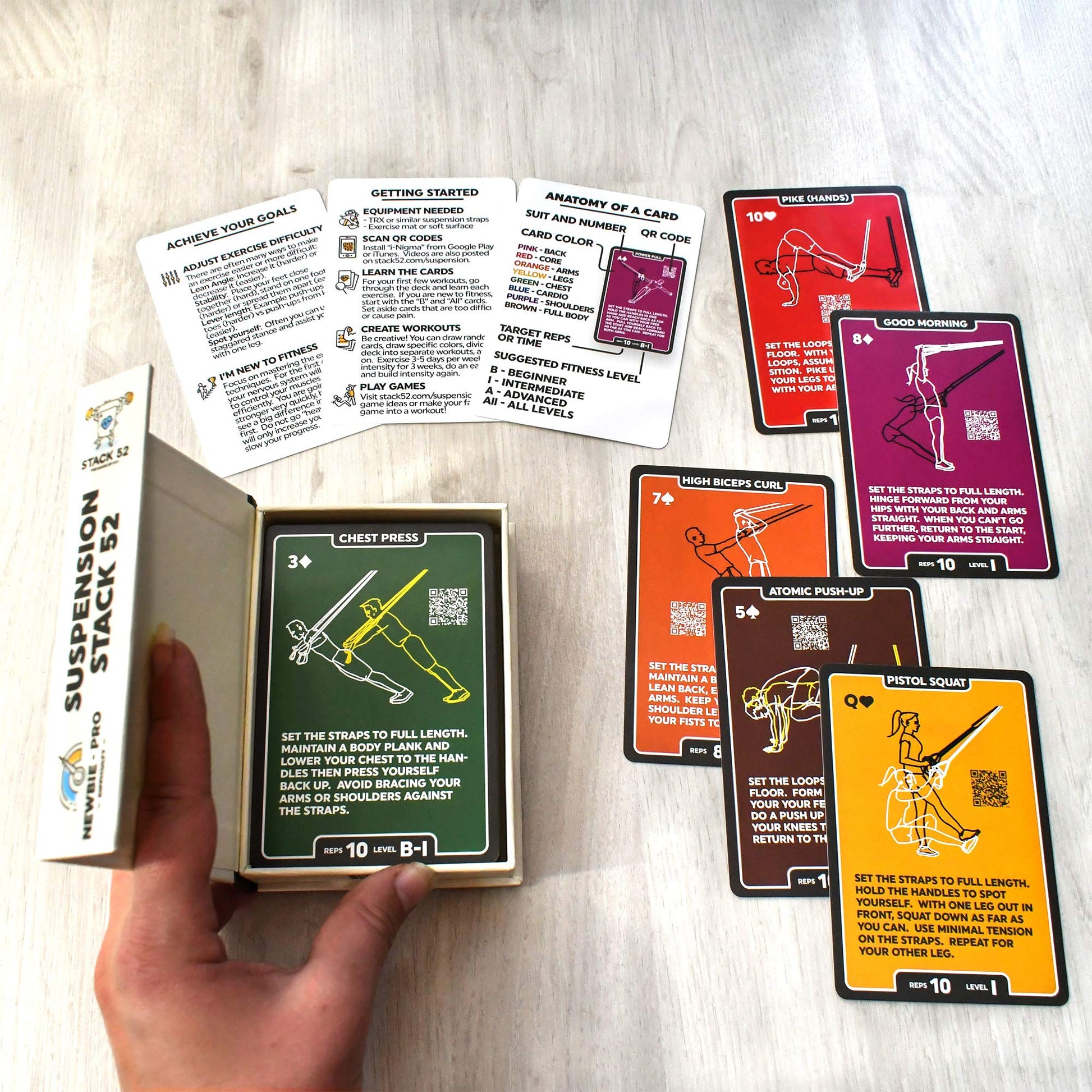 Stack 52 Suspension Exercise Cards. Compatible with TRX.
