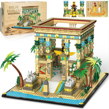 AsmrCap Philaedin Temple Building Set for Adults, Egyptian Architecture Building Blocks, Miniature Nile Temple Scene, Famous Landmark Collection Home