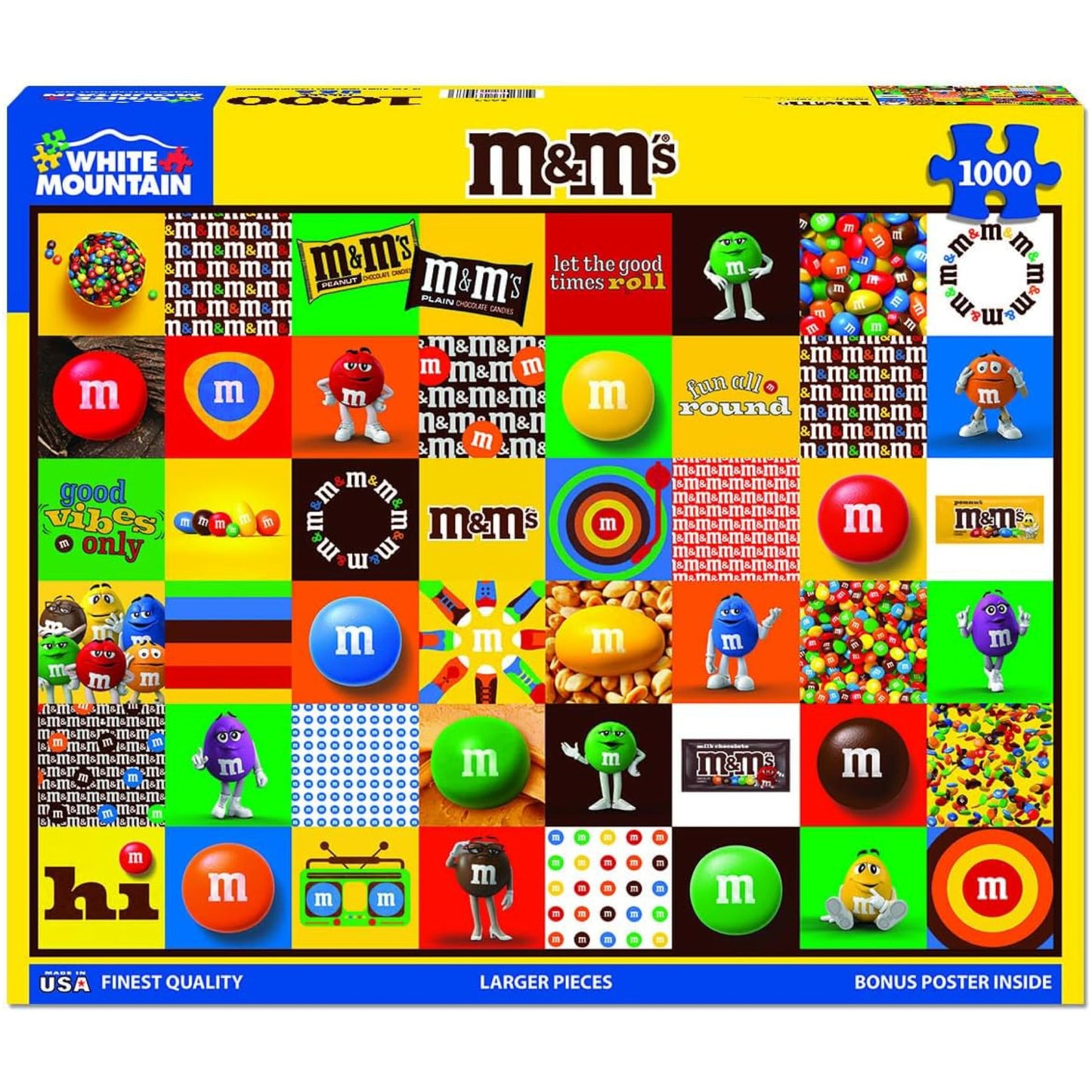 White Mountain 1000 Piece Jigsaw Puzzle Colorful Candy Collage Puzzles with Large Pieces, Gift for Adults and Family 24"x30" - M & M