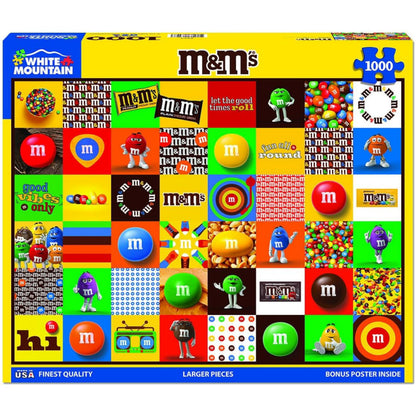White Mountain 1000 Piece Jigsaw Puzzle Colorful Candy Collage Puzzles with Large Pieces, Gift for Adults and Family 24"x30" - M & M