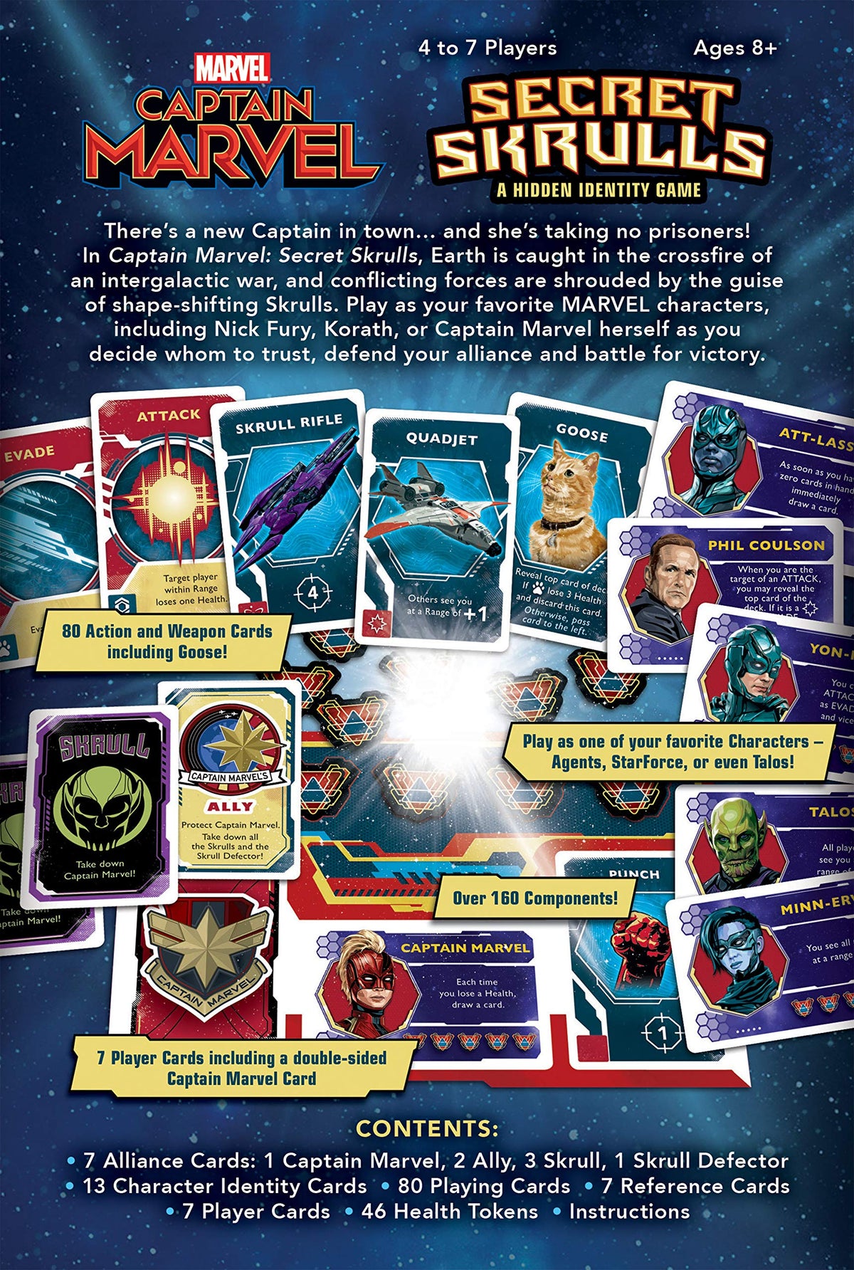 USAOPOLY Captain Marvel: Secret Skrulls Card Game | Hidden Identity Game Featuring Marvel Universe Characters | Officially Licensed Avengers Captain