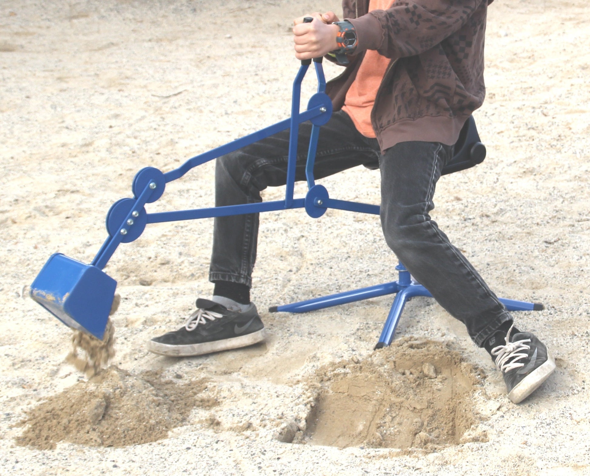 Childrensneeds.com Sand Digger Toy Backhoe for Kids (Ride On) Outdoor Digging Excavator Scooper for Dirt, Snow, Beach, Sandbox | Heavy-Duty Metal