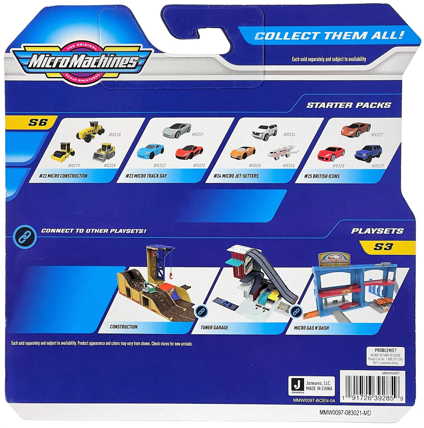 Micro Machines 2021 Series 6 Starter Pack #22 Micro Construction - Land Grader, Asphalt Roller, Skid Loader