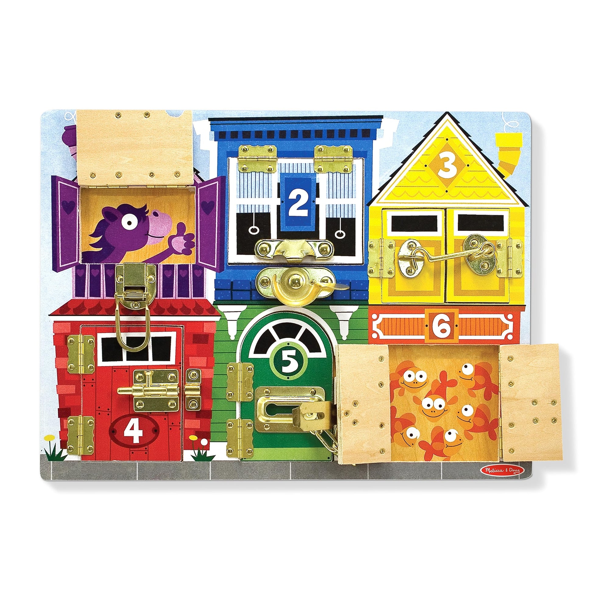 Melissa & Doug Latches Wooden Activity Board - Montessori Busy Board for Preschool Toys, Sensory Toys for Kids, Learning Resources for Ages 3+