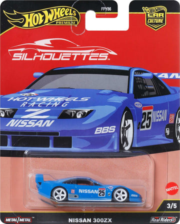 Hot Wheels Premium Car Culture Collectible Toy Car, 1:64 Scale Die-Cast Nissan 300GTX IMSA GTS, Silhouettes Vehicle with Real Riders Tires