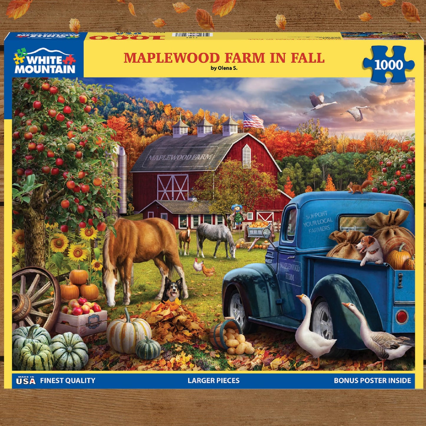 White Mountain 1000 Piece Jigsaw Puzzle, Maplewood Farm in Fall