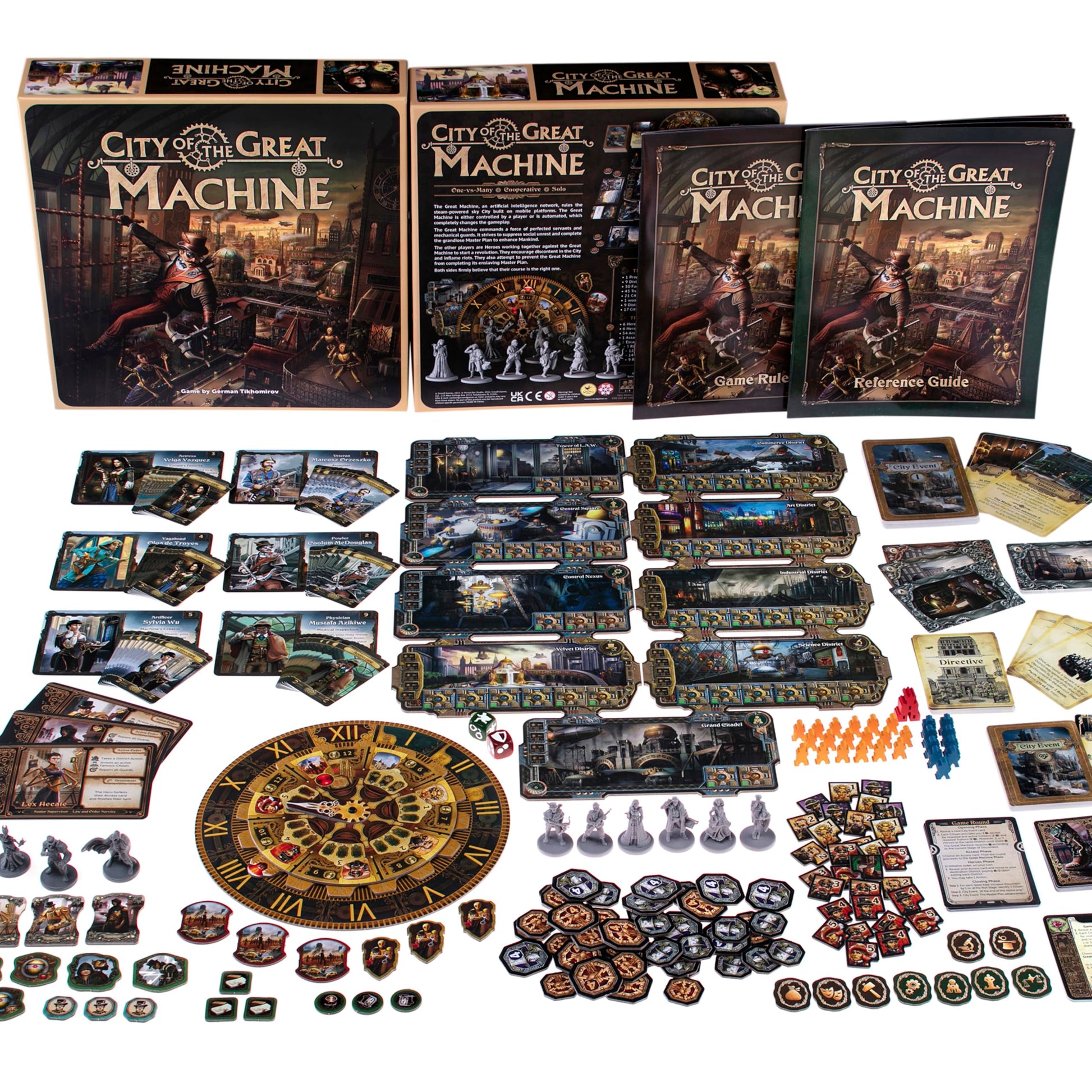 CrowD Games | City of The Great Machine Board Game | 1-4 Players | Ages 14 and up | Steampunk | One-vs-Many | Hidden Movement | Cooperative Board