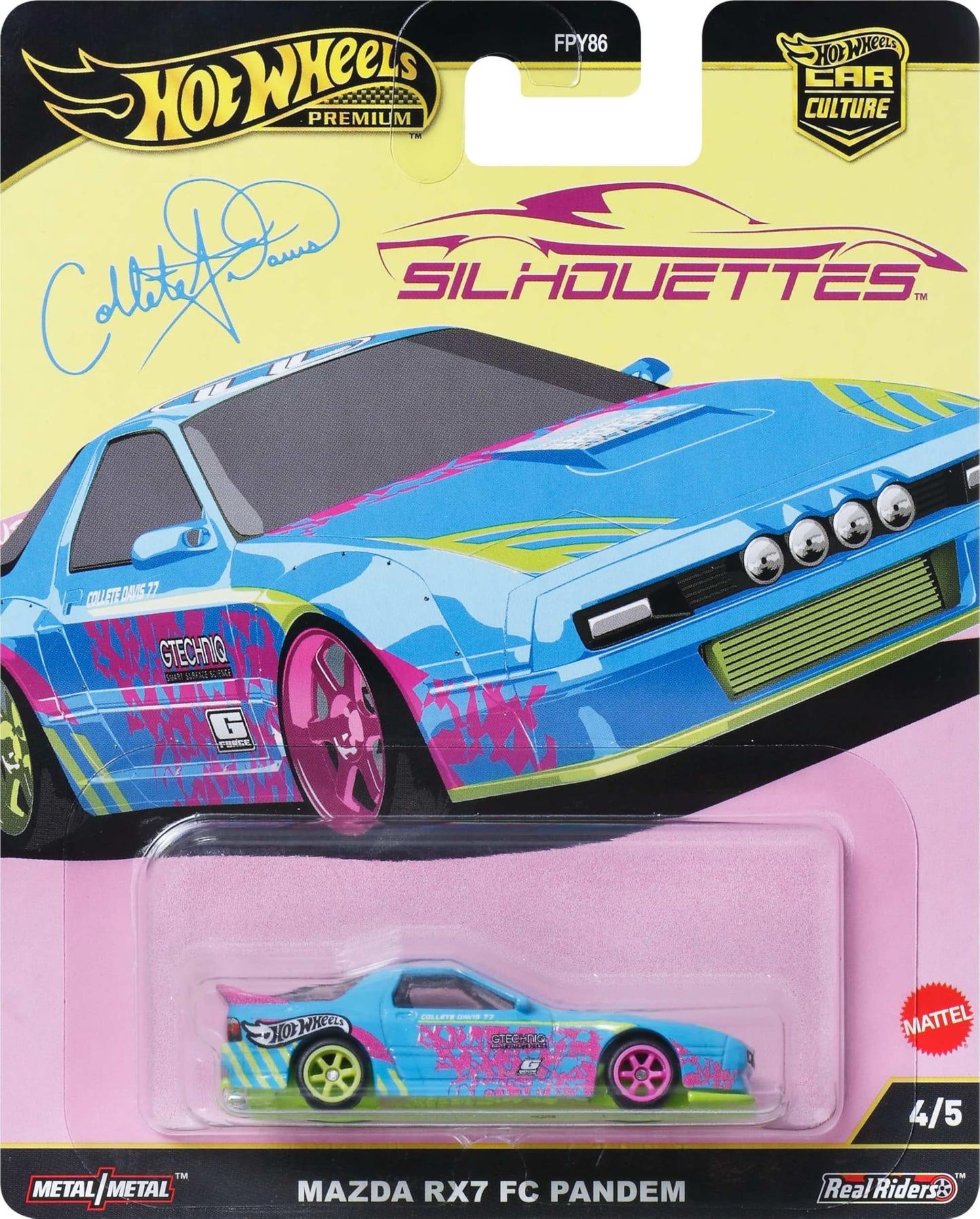 Hot Wheels Premium Car Culture Collectible Toy Car, 1:64 Scale Die-Cast Mazda RX7 FC Pandem, Silhouettes Vehicle with Real Riders Tires